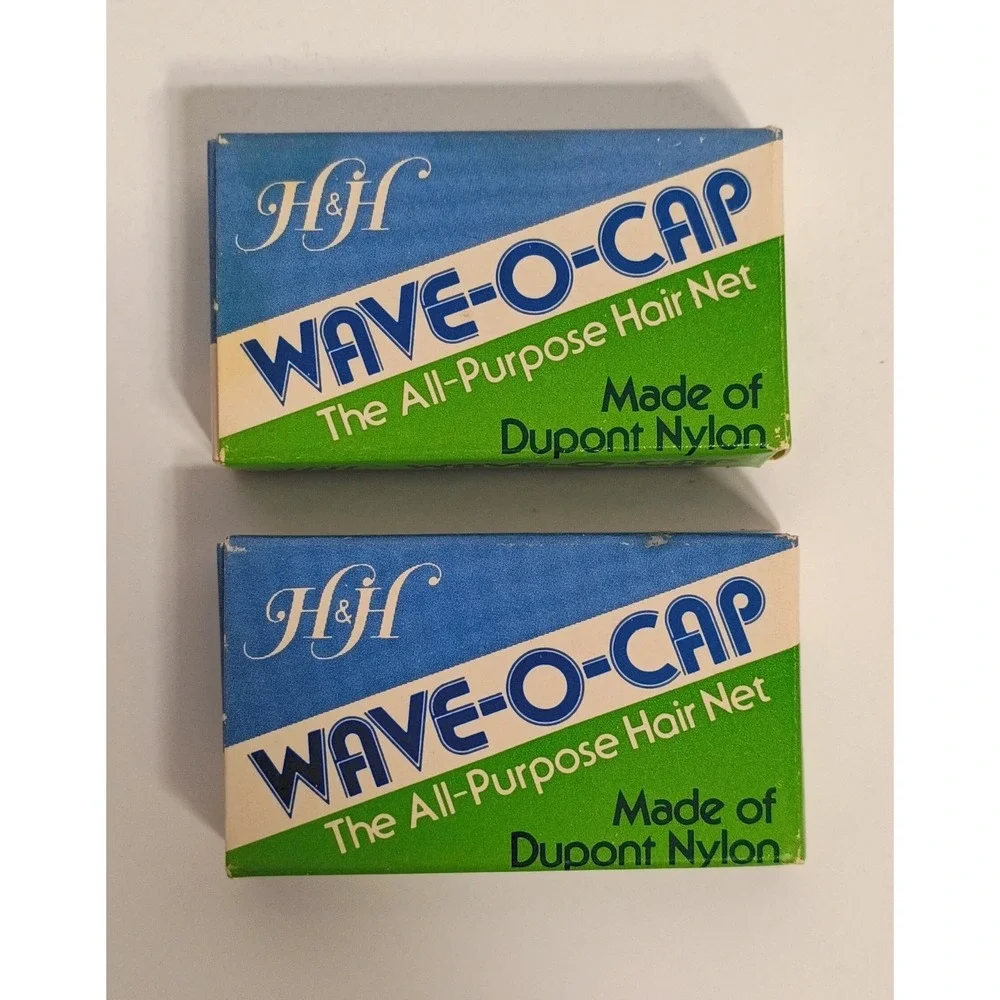 H & H Wave-O-Cap The All Purpose Hair Net Brown Nylon Vintage In Original Box X2